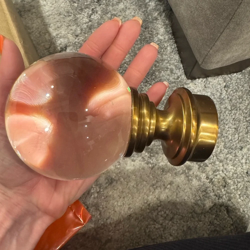 Restoration Hardware Crystal Ball Finials Large Lacquered Burnished Brass